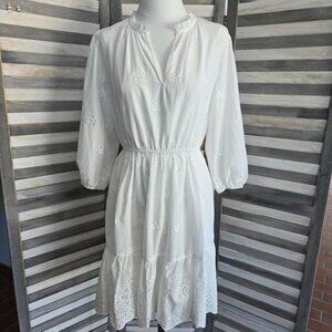 Women's Bishop 3/4 Sleeve Eyelet A-Line Dress | Knox Rose | Small